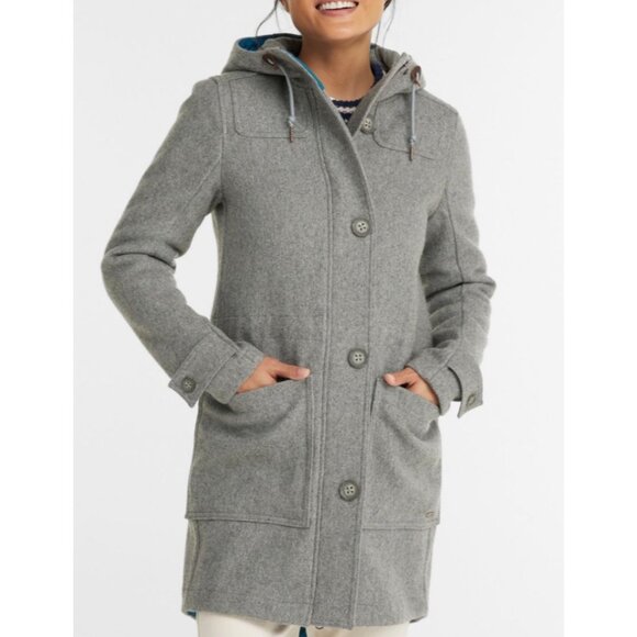 LL Bean wool West End duffel coat size L large gray Gorgeous! - Picture 1 of 11